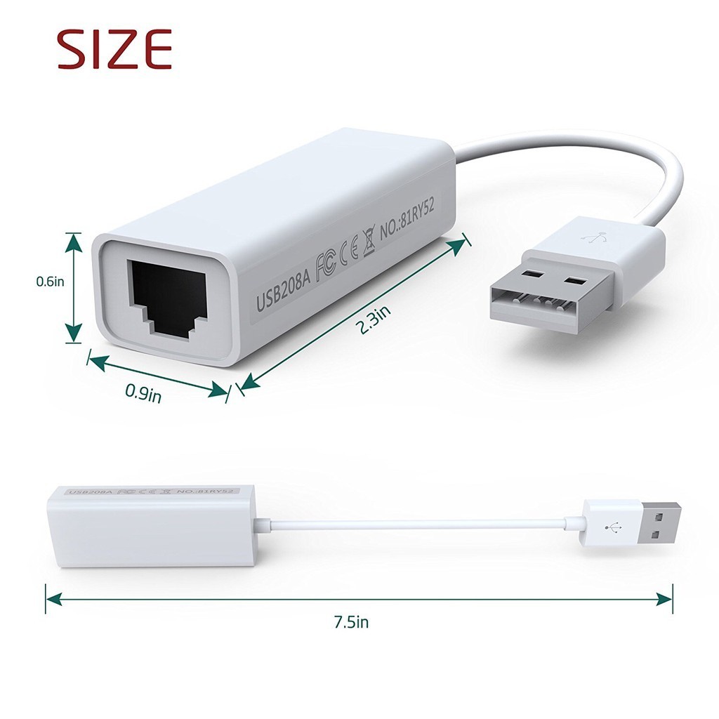 สายแปลง usb 2.0 to Ethernet lan RJ45 Network Adapter