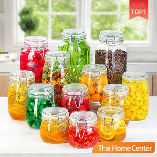 ขวดโหลแก้วมีฝาปิด สูญญากาศ กระปุกใส่น้ำพริก Glass sealed jar