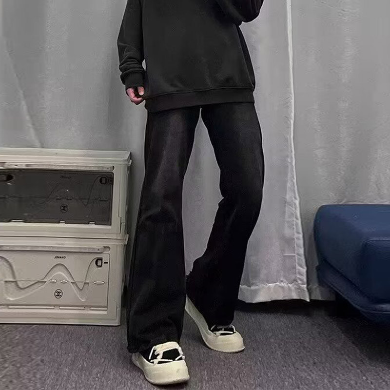 กางเกงยีนขากว้าง ลําลอง พลัสไซซ์ สีดําเข้ม สําหรับผู้ชาย