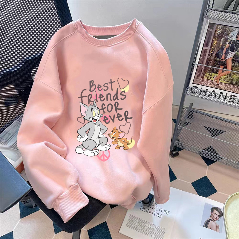 เสื้อกันหนาวแขนยาว คอกลม ผ้าฝ้าย ขนาดใหญ่ แบบเรียบง่าย แฟชั่นฤดูใบไม้ร่วง และฤดูหนาว สไตล์เกาหลี สําหรับผู้หญิง และผู้ชาย 2024