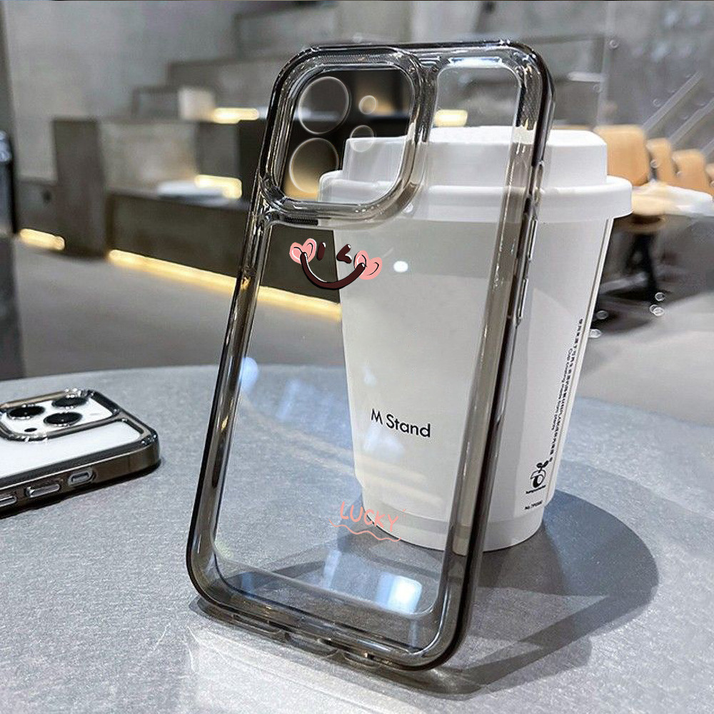 สำหรับไอโฟน 11 เคส 15/11promax/15pro/12/13/14/7plus/8plus/7/8/XR/X/XS อ่อนนุ่ม เคสบัมเปอร์ เคสมือถือ รอยยิ้ม หัวใจสีชมพู