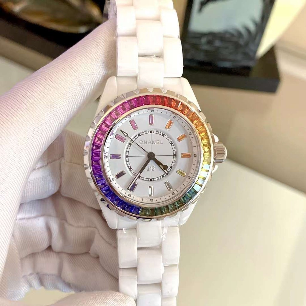 Chanel/j12 Series นาฬิกาข้อมือเซรามิก สีขาว สําหรับผู้หญิง H6827