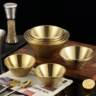 Oukeai ชามสเตนเลส 304 ลายค้อน สองชั้น ป้องกันน้ําร้อนลวก สไต…