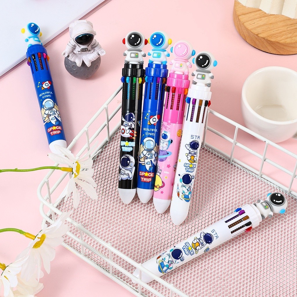 นักบินอวกาศ Creative ปากกาลูกลื ่ น 10 สีนักเรียน Multi-Functions Office วัสดุรางวัลของขวัญ