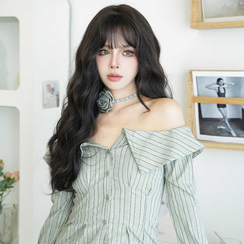 7jhh WIGS C-0393 ฤดูใบไม้ผลิใหม่สไตล์วิกผมหญิงยาวผมหยิกคลื่นลูกใหญ่แฟชั่นเส้นใยเคมีจําลองเต็มหมวก