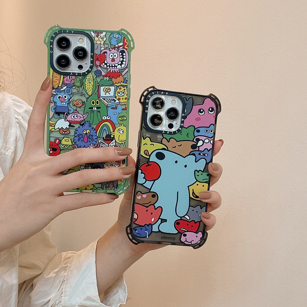 Eteecy Jon Burgerman Bounce Casetify เคสโทรศัพท์สําหรับ iPhone 15 14 13 12 11 Pro Max, Clear Soft หนา TPU