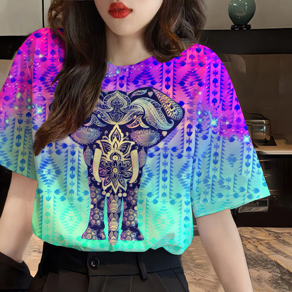 (มีสินค้า) เสื้อยืดลําลอง พิมพ์ลายช้างสงกรานต์ สไตล์ฮาวาย ระบายอากาศ ใส่สบายเสื้อยืดแขนสั้นแฟชั่น