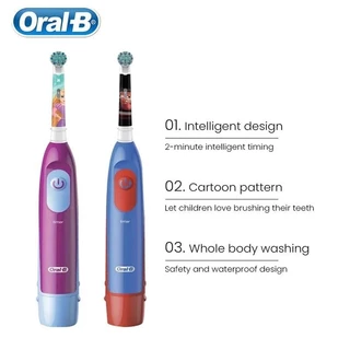 Oral B แปรงสีฟันไฟฟ้า ขนแปรงนุ่มพิเศษ ตั้งเวลาได้ 2 นาที กันน้ํา พร้อมแปรง แบบเปลี่ยน สําหรับเด็ก