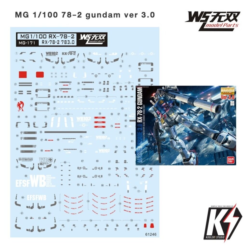 Waterdecal Wushuang MG-171 RX-78-2 Gundam ver 3.0 #ดีคอลน้ำสำหรับติดกันพลา กันดั้ม Gundam พลาสติกโมเดลต่างๆ