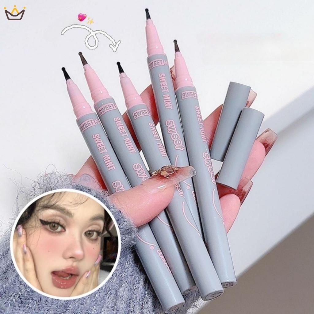 Sweet MINT ดินสออายไลเนอร์ หัวกลม เรียบเนียน ธรรมชาติ สีน้ําตาลดํา lachrymal ไฝ ปากกา ผู้เริ่มต้น กระ แต่งหน้า หัวฟองน้ํา อายไลเนอร์ เครื่องสําอาง YUE