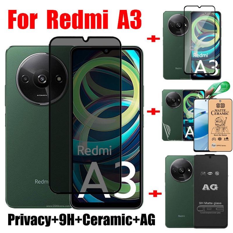 ฟิล์มกระจก+กันเสือก Redmi A3 ฟิล์มกันมอง เต็มจอ For Redmi A3 10C 12C 13C A1 A2Plus 9 9A 9T ป้องกันหน้าจอความเป็นส่วนตัว