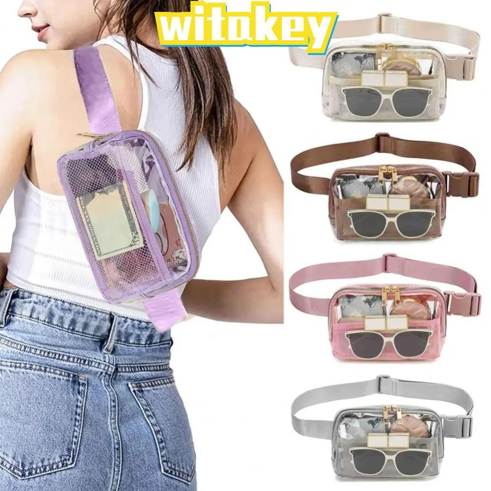 Witakey กระเป๋าคาดอก PVC ใส มีซิป กันน้ํา จุของได้เยอะ เหมาะกับเล่นกีฬา แฟชั่นสําหรับผู้ชาย