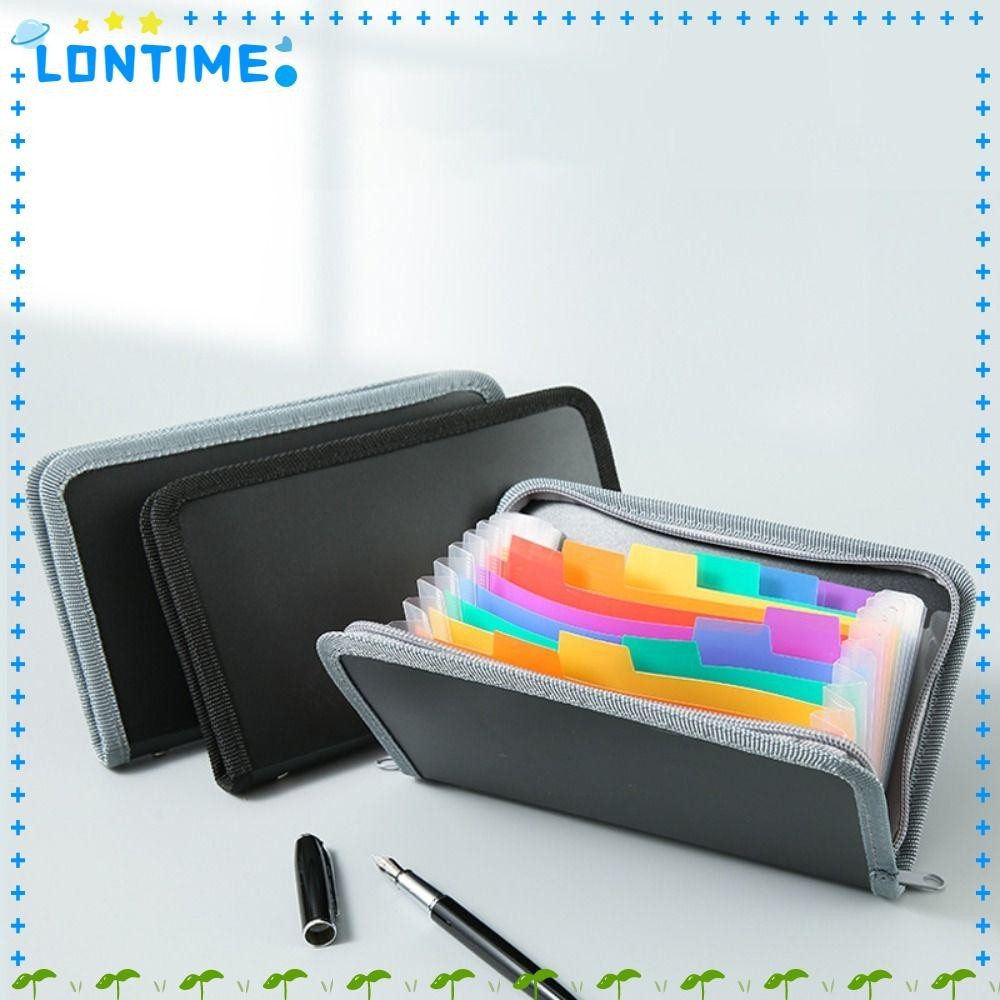 Lontime แฟ้มใส่เอกสาร ขนาด A6 13 ช่อง มีซิป คุณภาพสูง สําหรับเก็บนามบัตร หนังสือ