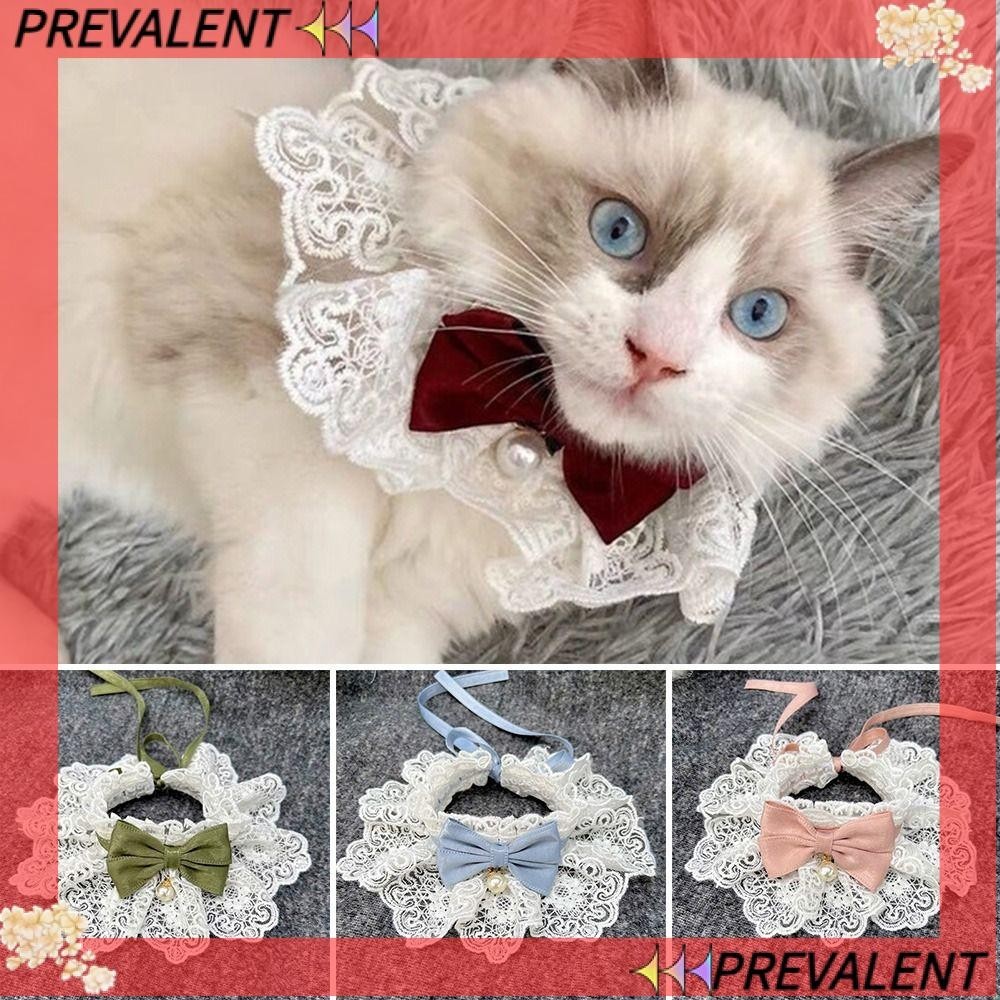 Preva สายคล้องคอ ผ้าขนหนู ผ้ากันเปื้อนน้ําลาย ผูกโบว์ ลูกไม้ แฟชั่น สําหรับสุนัข