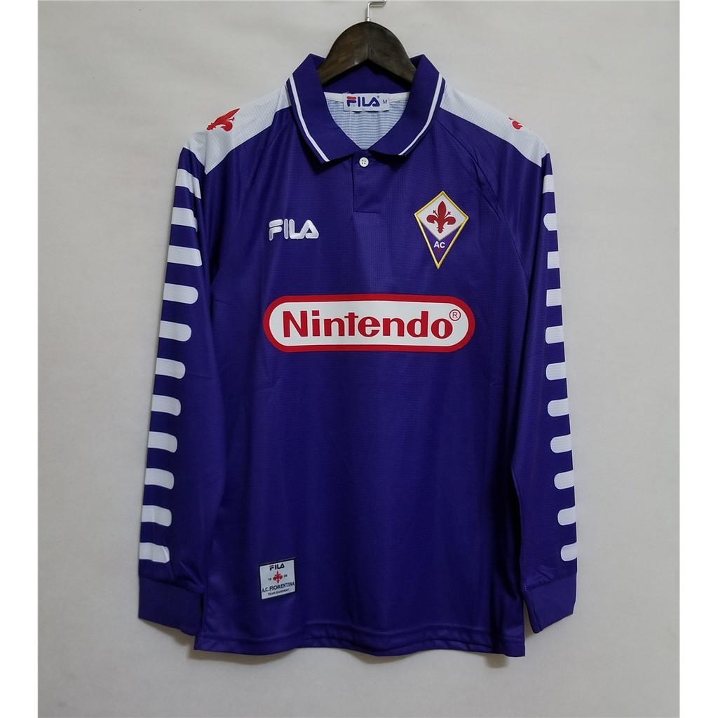 98-99 Fiorentina Home Long Sleeve Retro Soccer Jersey Football