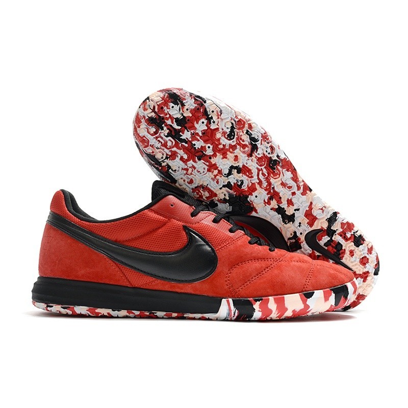 【พร้อมส่ง】Nike Retro Legend รองเท้าฟุตบอล พื้นแบน สีแดง และสีดํา