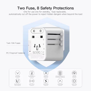Orsen by Eloop C18 หัวแปลงปลั๊กไฟ Universal Travel Adapter หัวปลั๊ก 4 แบบ US AUS EU UK ของแท้100%