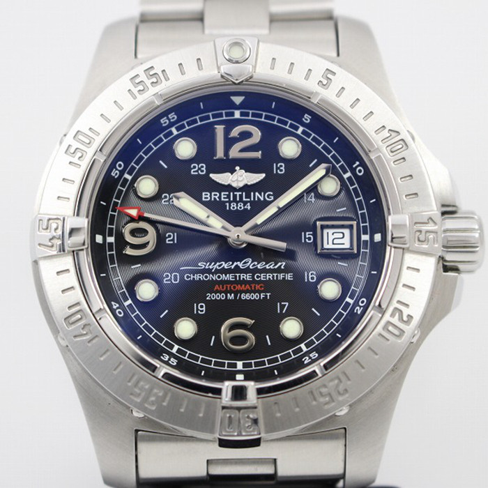 Breitling นาฬิกาข้อมืออัตโนมัติ สายเหล็ก สีฟ้า สําหรับผู้ชาย A17390