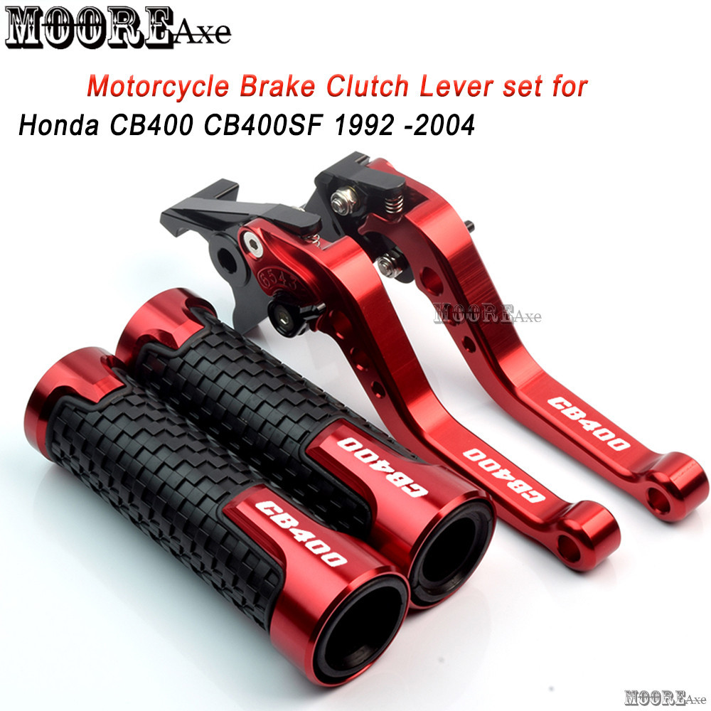 Mooreaxe ก้านเบรกคลัตช์ พร้อมมือจับ เปิดท้าย อุปกรณ์เสริม สําหรับรถจักรยานยนต์ Honda CB400 CB400SF 1992 1993 1995 1996 1997 1998 1999 2000 2001 2002 2003 2004 YSTZ02