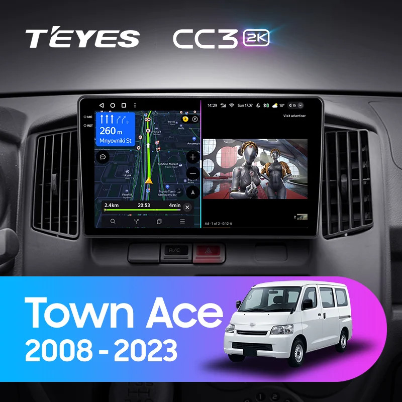 Teyes CC3L CC3 2K เครื่องเล่นมัลติมีเดีย วิทยุ GPS Android 10 No 2din 2 din สําหรับรถยนต์ Toyota Town Ace 2008-2023