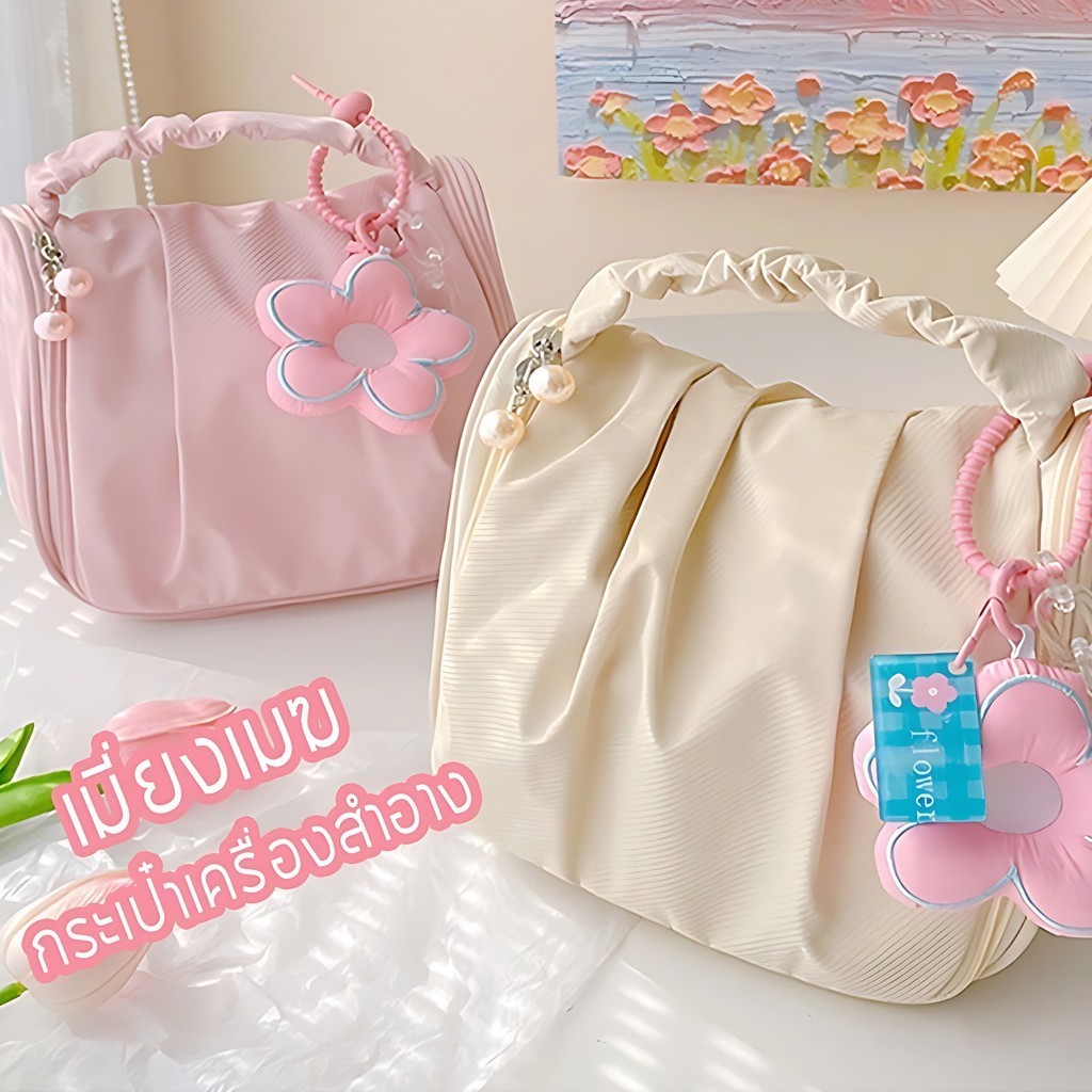 กระเป๋าเครื่องสําอาง กระเป๋าออแกไนเซอร์ หนัง PU นิ่ม หลายชั้น กันน้ํา ความจุขนาดใหญ่