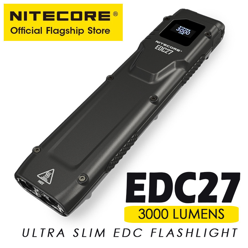 Nitecore EDC27 USB-C ไฟฉาย แบบชาร์จไฟ พวงกุญแจ ขนาดเล็ก ไฟฉาย EDC 3000 Lumens แบตเตอรี่ลิเธียมไอออนในตัว