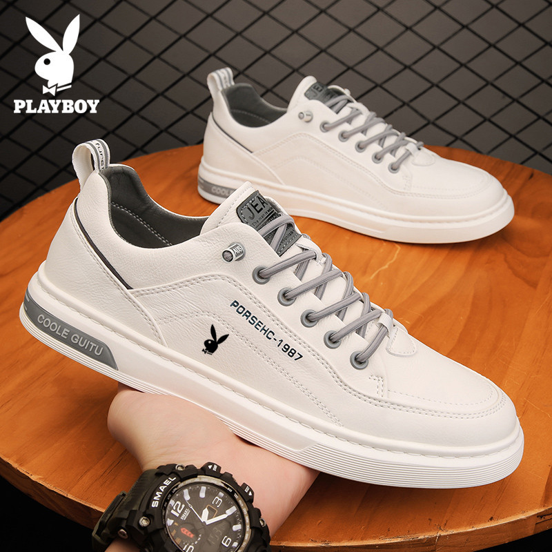 Playboy รองเท้าผ้าใบลําลอง สีขาว เข้ากับทุกการแต่งกาย แฟชั่นฤดูใบไม้ผลิ และฤดูร้อน สําหรับผู้ชาย 2024