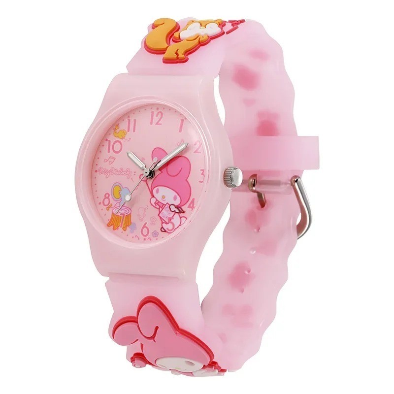 Sanrio นาฬิกาข้อมือควอตซ์แฟชั่น กันน้ํา ลายการ์ตูนคิตตี้ Cinnamoro 3D สําหรับเด็ก