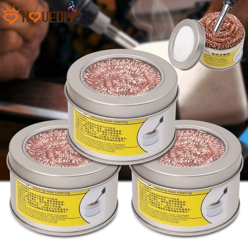 อุปกรณ์ลูกบอลลวดโลหะดีบุก สําหรับทําความสะอาดหัวแร้ง พร้อมกล่อง