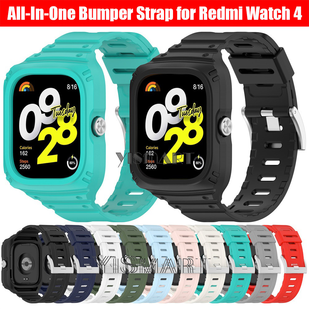 2-in-1 เคส + สายคล้อง สําหรับ Xiaomi Redmi Watch 4 สายนาฬิกา ซิลิโคนนิ่ม สําหรับ Redmi Watch4 สายรัดข้อมือ อุปกรณ์เสริม