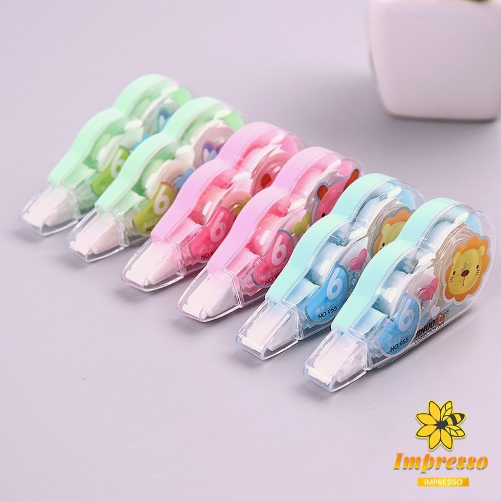 Impresso เทปลบคำผิด การ์ตูน อย่างดี 5 มม. มีขนาดความยาว8 และ 16 เมตร จัดส่งคละลาย correction tape