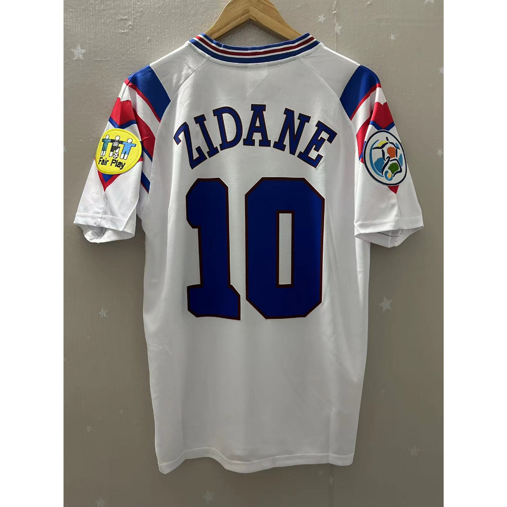 เสื้อกีฬาแขนสั้น ลายทีมชาติฟุตบอล France ZIDANE 1996 ชุดเยือน คุณภาพสูง สไตล์เรโทร