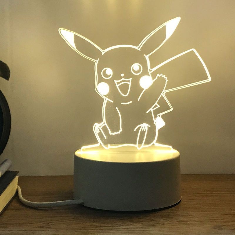 โคมไฟตั้งโต๊ะ รูปปิกาจู โปเกม่อน 3D สําหรับตกแต่งห้องนอน ข้างเตียง