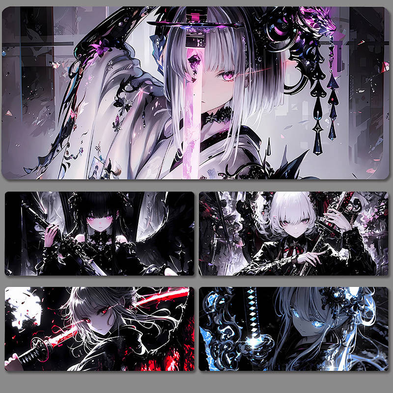 Cartoon Anime Sword Shadow Girl Mouse Pad Oversized Two-Dimensional Non-Slip Stain-Resistant E-Sports Games Computer Keyboard Pad BB74
