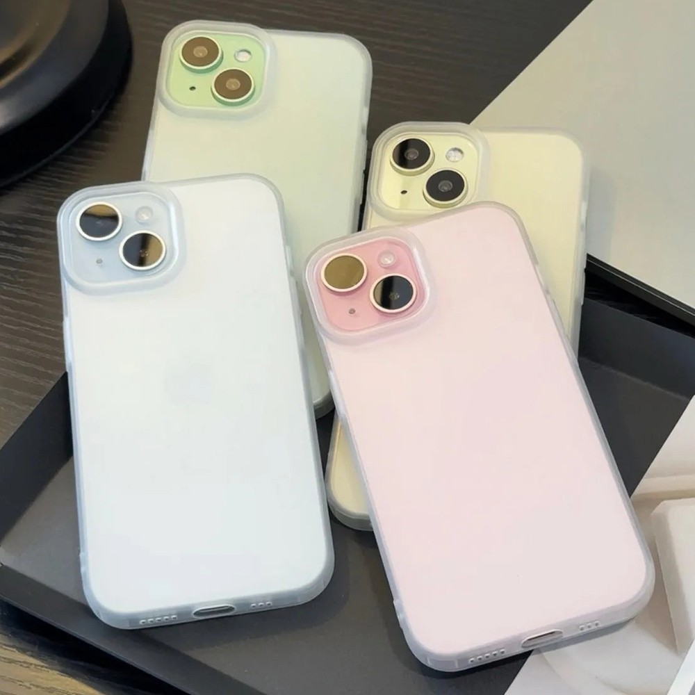 🔥🔥อะคริลิกด้าน Soft TPU เคส สําหรับ iPhone 11 16 13 15 12 14 Pro Max Plus 11 Pro Max เรียบง่าย ฝาครอบกล้อง ซิลิโคนนิ่ม