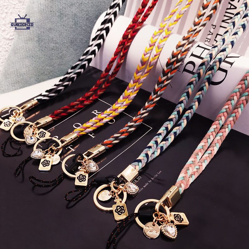 สายคล้องโทรศัพท์มือถือ เคสโทรศัพท์แบบมีเชือกคล้องคอทอด้วยมือ สายคล้องโทรศัพท์แบบสะพายข้าง สายคล้องแบบถอดได้ป้องกันการสูญ