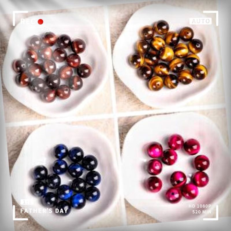 ลูกปัด Tiger Eye Stone เกรด 5A สำหรับทำเครื่องประดับและสร้อยข้อมือ DIY