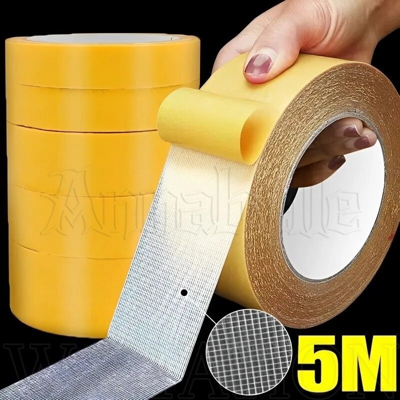 5 ม้วนแพทช์ซ่อมในครัวเรือน - Utra Strong Mesh Grid Tape - เทปกาวสองหน้า Traceless - Heavy Duty, กันน้ํา, ทนทาน