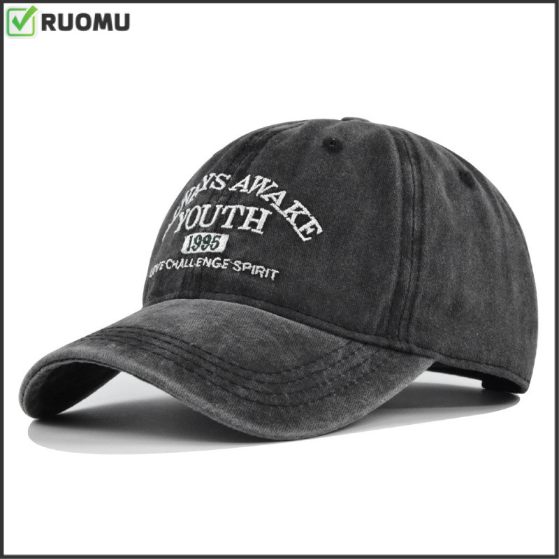 หมวกเบสบอลปักลาย Ruomu New YOUTH วินเทจ กันแดด ซักได้ คู่รัก ใส่สบาย