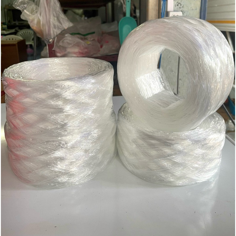เชือกฟางพลาสติก เกรดA 1โหล(12ม้วน) เชือกฟางหนัก สีขาว