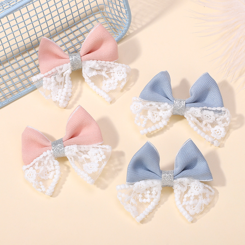 5 สีผ้าโบว์ลูกไม้บูติกกิ๊บติดผมสาวริบบิ้นกิ๊บติดผมที่ละเอียดอ่อนสไตล์เจ้าหญิง หมวก - รูปที่ 5