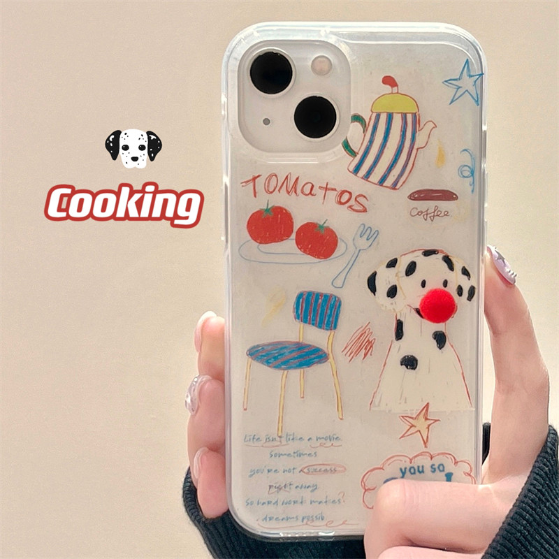 Huiwanju ลูกสุนัขกราฟฟิตีน่ารักเหมาะสําหรับ iPhone15 เคสโทรศัพท์มือถือ double-layer ip16 ใหม่ 11 creative 12 ผู้หญิง 14promax การ์ตูน 13pro เคสป้องกันป้องกันการตก