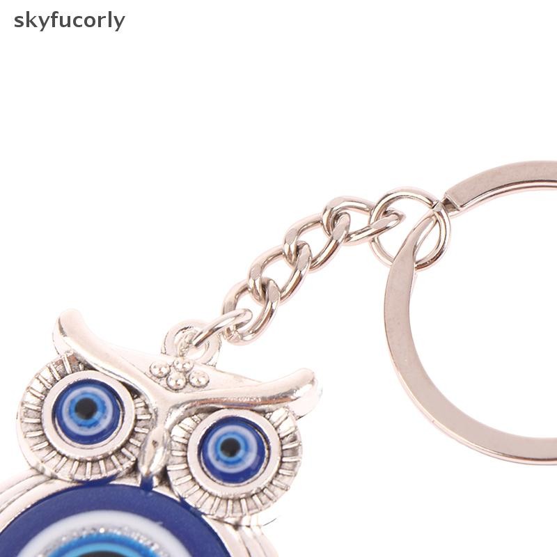 [SKY] Blue Evil Eye Owl Lucky Charm พวงกุญแจรถจี้กุญแจรถสัตว์แฟชั่นพวงกุญแจผู้ถือกระเป๋าอุปกรณ์เสริมเครื่องประดับ VN