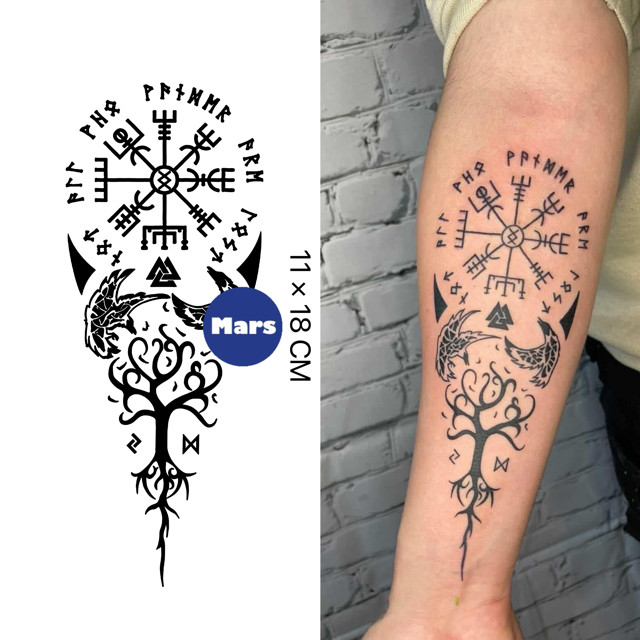 【Mars Tattoo】ใหม่ สติกเกอร์รอยสักชั่วคราว กึ่งถาวร 2 สัปดาห์ ติดทนนาน D197