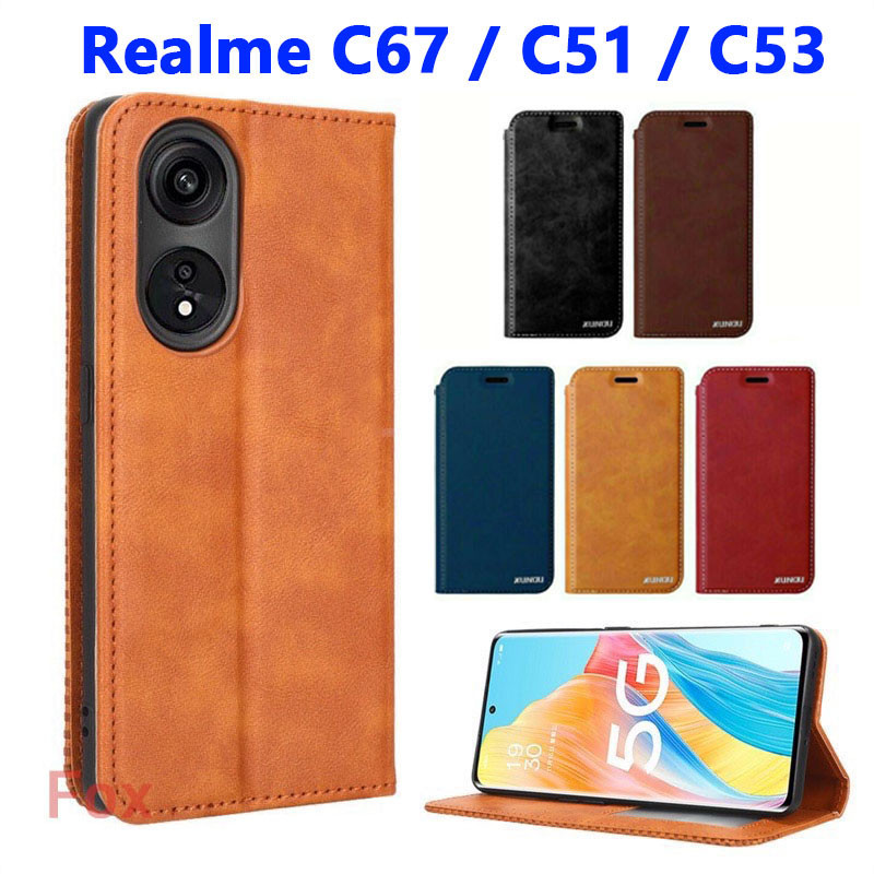 ตรงรุ่น Realme 12/5G 12X 12Plus 12Pro+ C67 C65 4G C63/C61 เคสฝาพับ แถมสาย ล็อคได้ สำหรับ เคสกันกระแทก ใส่บัตรได้ XUNDU