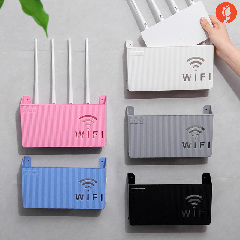 ชั้นวางเราเตอร์ Wifi ไร้สาย แบบติดผนัง / กล่องจัดเก็บสายไฟ เราเตอร์พลาสติก ABS สําหรับห้องนั่งเล่น