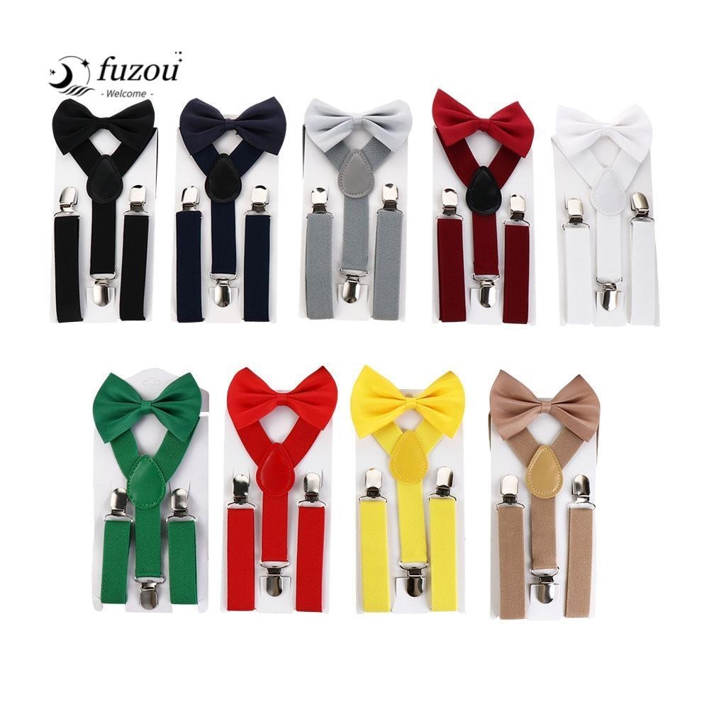 Fuzou สายเอี๊ยม คลิปแขวน Y-Back สายรัด ยืดหยุ่น สีพื้น สายรัด สําหรับเด็กผู้หญิง เด็กผู้ชาย แขวนกางเกง คลิป