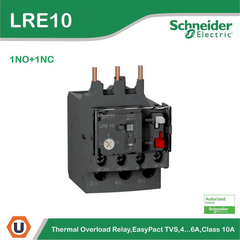 Schneider Thermal โอเวอร์โหลดรีเลย์ EasyPact TVS 4...6 A - class 10A รหัส LRE10  สั่งซื้อได้ที่ร้าน 