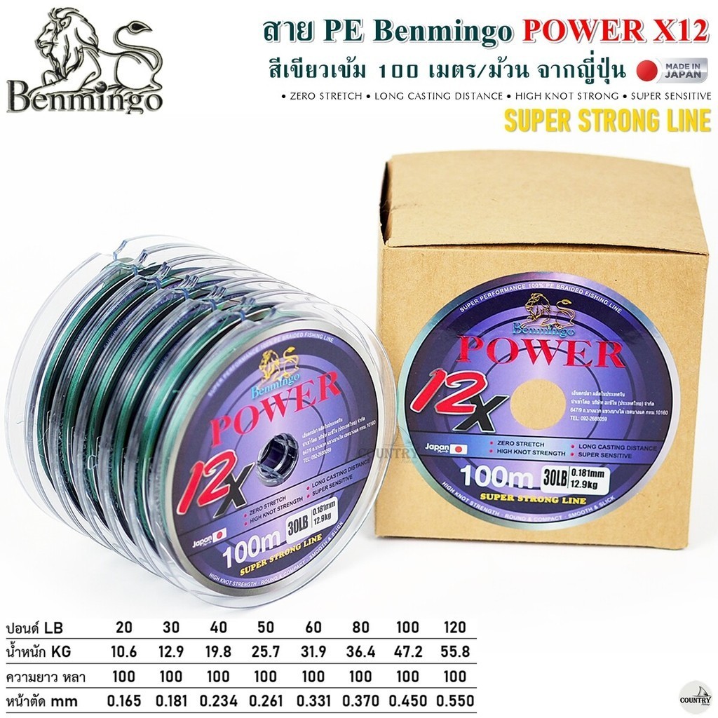สายพีอี PE Benmingo POWER X12 100M สีเขียวเข้ม - รูปที่ 2
