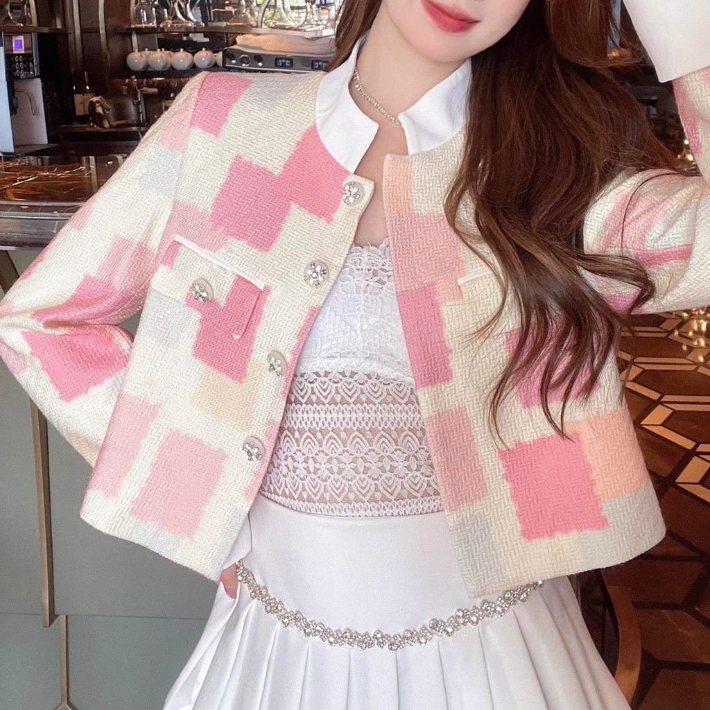KaeKai พร้อมส่ง เสื้อคอจีน ผู้หญิง คาร์ดิแกน แขนยาว แต่งกระดุม ดอกไม้ สีพาสเทล ผ้าทวิตนุ่ม มีซับใน แฟชั่น เกาหลี